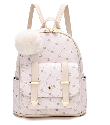10 Inch Mini PU Leather Backpack with D-Ring & Removable Fluffy Charm for Women Amazon.com | YiXiamo Cute 10 inch mini pu backpack with  main image 2