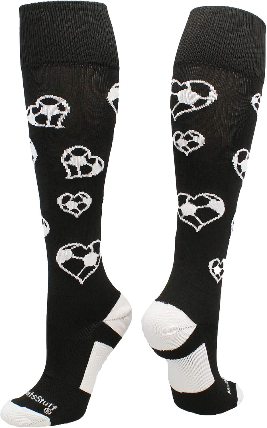 MadSportsStuff Love Soccer Hearts Socks Over The Calf : Clothing