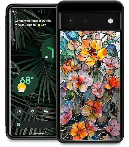Vokuha Funda Para Pixel 6A (no Compatible Con Pixel 6) GX7AS Con Protector De Pantalla De Vidrio Templado, Funda Protectora De TPU Transparente Floral A Prueba De Golpes Para Google Pixel