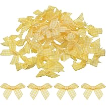 MECCANIXITY 50-Pack Mini Metallic Edge Ribbon Bows - 1 Inch, Silver Edge White, Polyester, For Crafts & Gifts - View #2