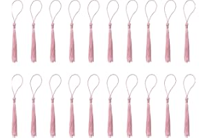 Sowaka 50 Pcs Tassel Silky Soft Mini Floss Handmade Tassels with Loop for Bookmark Jewelry Making Keychain Souvenir DIY Crafting Project Supplies Chinese Knot (Pink)