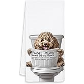 OSLYSOF Funny Poodle Dog Hand Towels for Bathroom Washroom, Dog Bathroom Decor, Poodle Gifts for Women Dogs Lovers, Funny Puppy Dogs Bathrooms Hand Towels, 16x24 Inch