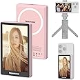 Newmowa Pink Magnetic Phone Vlog Selfie Monitor Screen, 1080P Wireless Recording, Using Phone Rear Camera for Selfie Vlog Live Stream TikTok, Compatible with iPhone(Support 4K 30fps Wired Recording)
