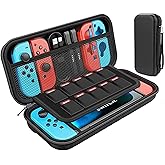 SHUCHUANG Switch Case Compatible with Nintendo Switch,Portable Hard Shell Pouch Carrying Travel Game Bag for Switch Accessories Holds 10 Game Cartridge (Black)
