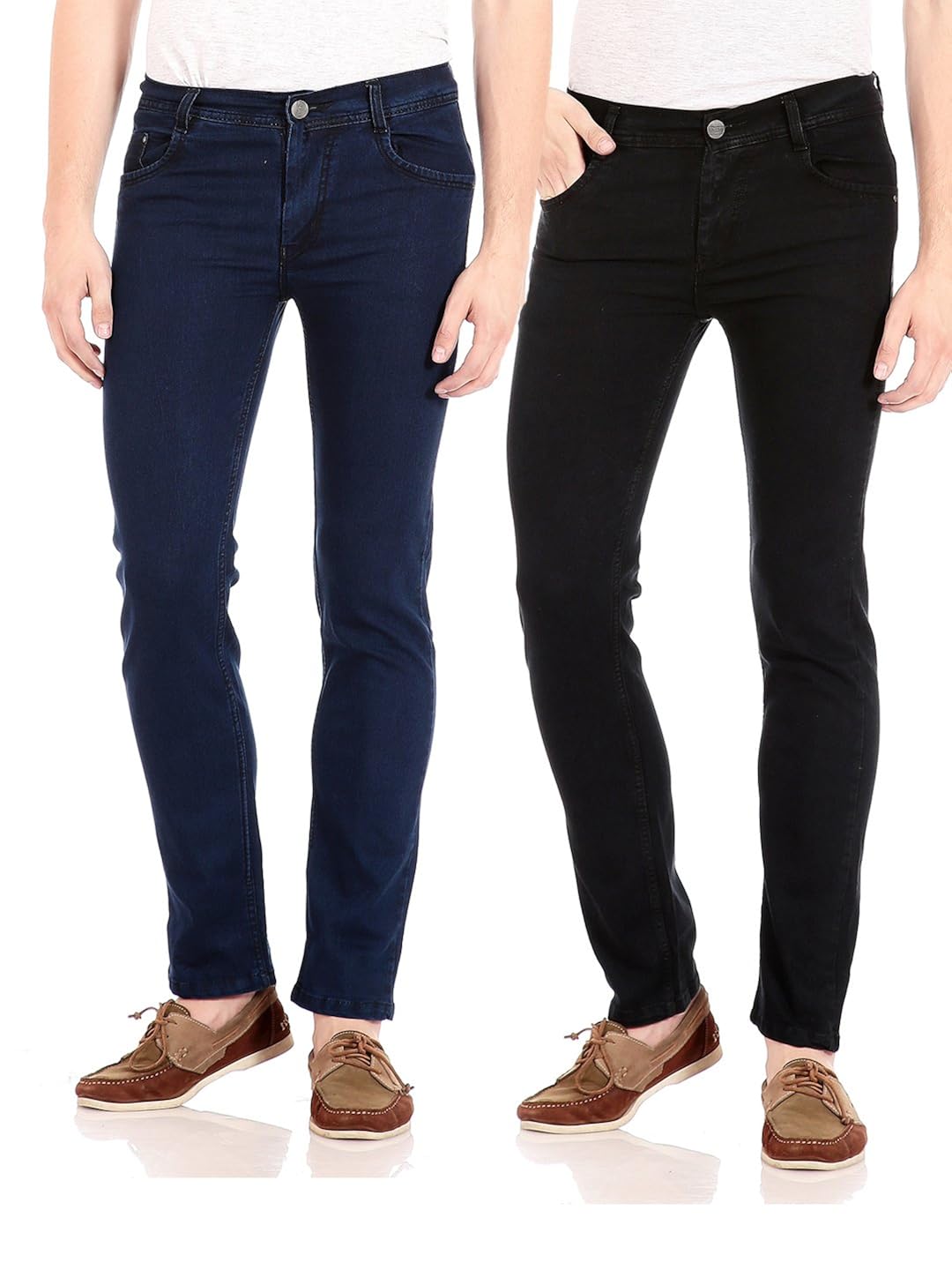 Buy Men's Combo of Two Colors Slim Fit Denims Cotton Lycra Jeans at