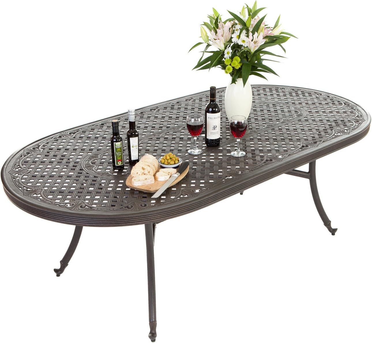 8 Seat Oval Metal Garden Table Amazon Co Uk Garden Outdoors