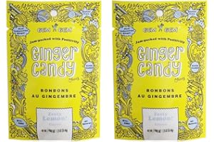 Gem Gem All Natural Chewy Ginger Candy 1.25oz (Lemon, 2 Pack)