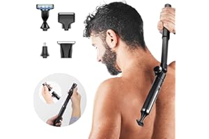 FERRISA Electric Back Shaver for Men, Multifunctional Self-Service Long Handle Grooming Tool with Detachable and Extendable Handle, Electric Mens Back Shaver Travel-Friendly with Travel Lock