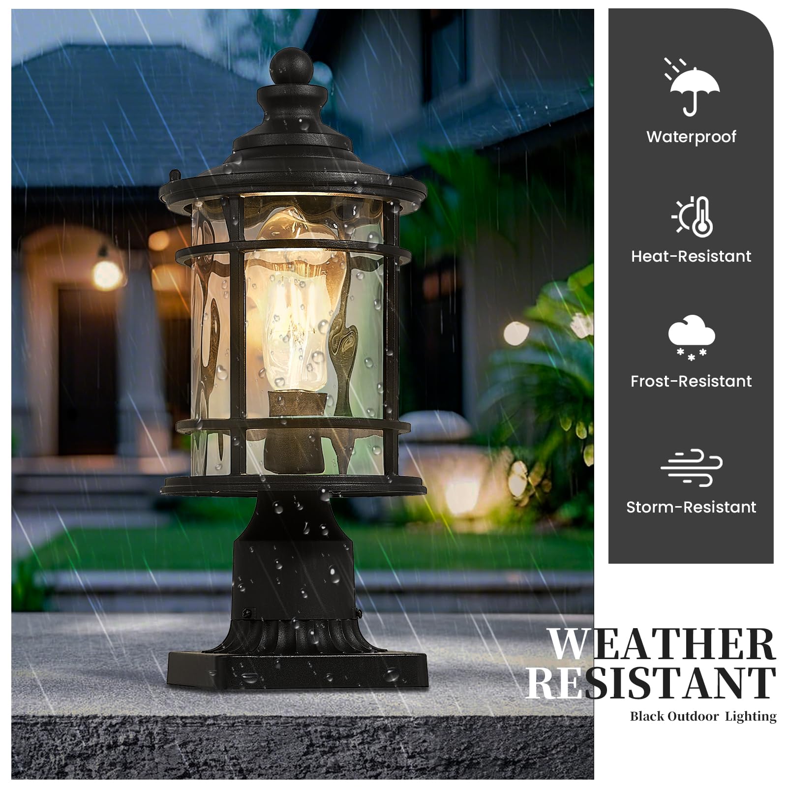 Condition photo showing As Is for naxttii outdoor post light pole lantern 14.9 inch height lamp post light fixture aluminum material w
