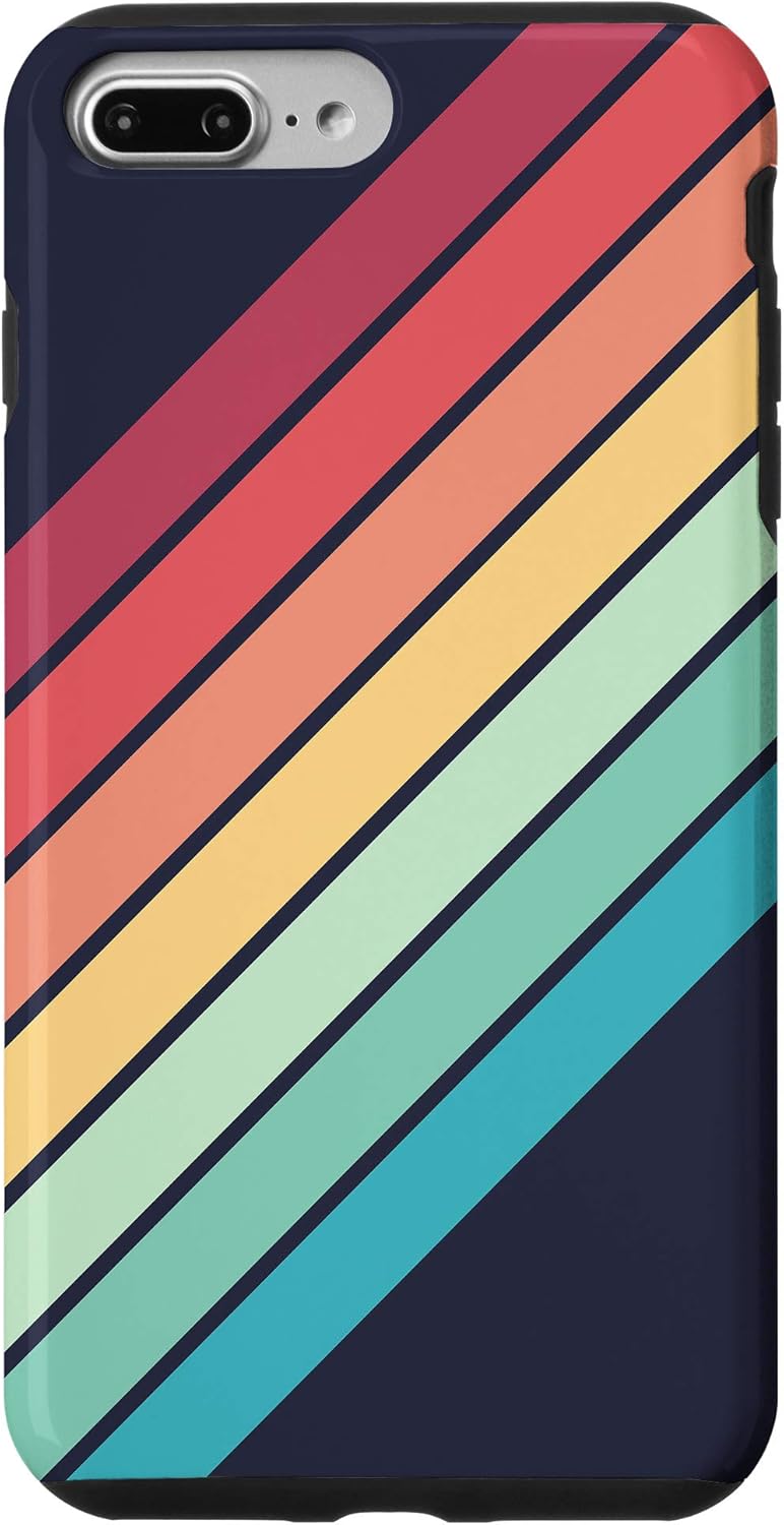 iPhone 7 Plus/8 Plus Colorful Rainbow Color 70s Style Retro Stripes Case