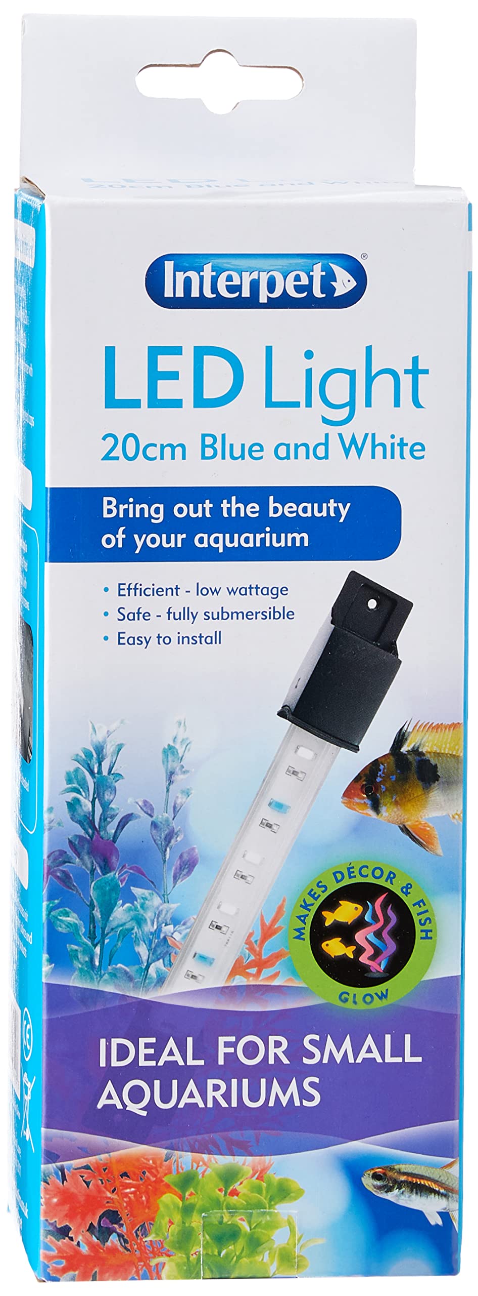 Interpet, White and Blue LED Light for Aquariums & FIsh Tanks, Effcient Lighting, Easy to Install, 20cm