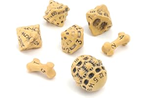 LYNX DND Dice Set - Set of 7 Polyhedral Skull & Bone RPG Dice - D20, D12,%D10, D10, D8, D6 & D4 Sided. Cool & Unique Gift for Dungeons & Dragons, Warhammer, D&D, Pathfinder, D and D Accessories. (Yellow)
