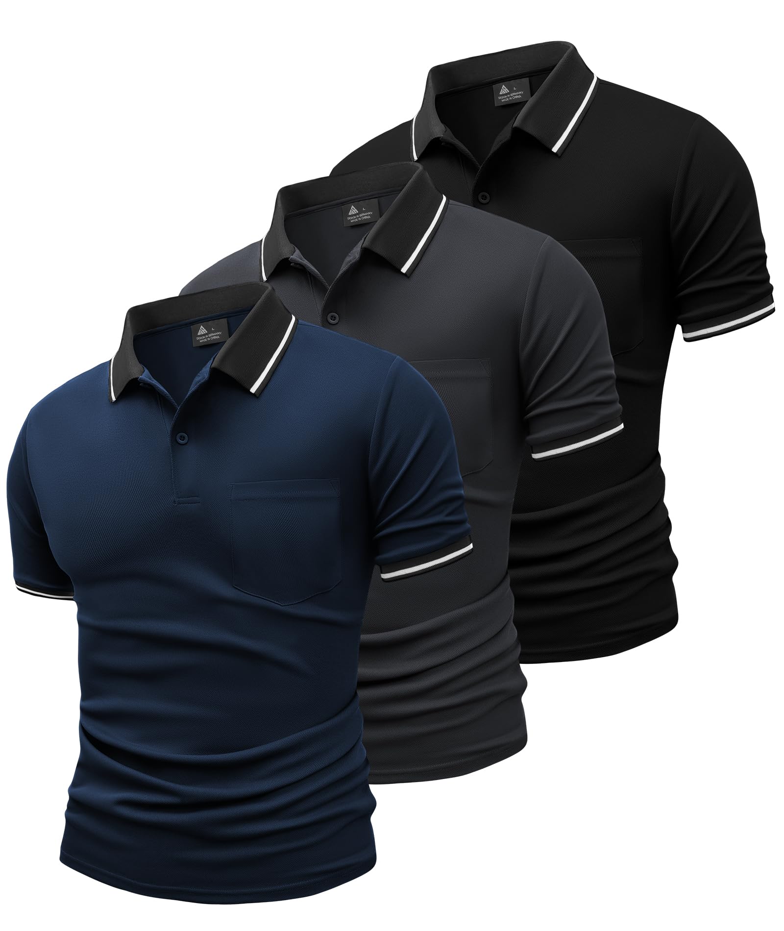 Photo 1 of GEEK LIGHTING 3 Pack Mens Polo Shirts Short Sleeve Athletic Polo for Men Casual Moisture Wicking T-Shirts with Pocket