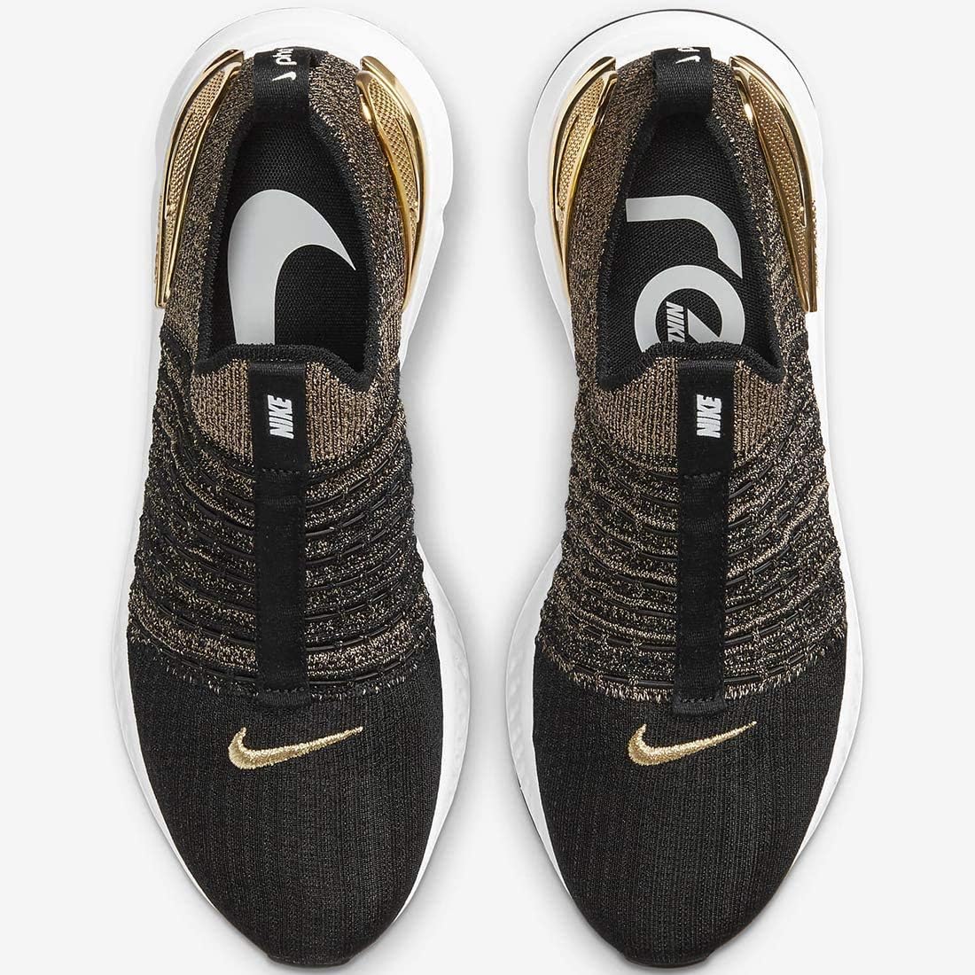 Amazon Co Jp ナイキ Nike リアクトファントムラン フライニット2 プレミアム W Reactphantomrun Flyknit2 Prm ブラック ホワイト ゴールド Cz40 001 国内正規品 スポーツ アウトドア