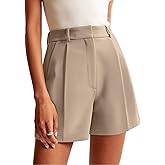 NIMIN Womens Shorts Dressy High Waisted Wide Leg Tailored Shorts Pleated Business Casual Work Trouser Shorts Without Belts