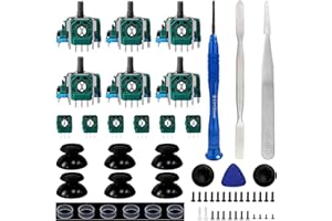 6 Pack Joysticks Replacement for PS5 Controller,HLRAO Analog 3D Joysticks Replacement Compatible with PlayStation 5 Controller Part with Repair Screwdriver Kit for PS5 Controller.