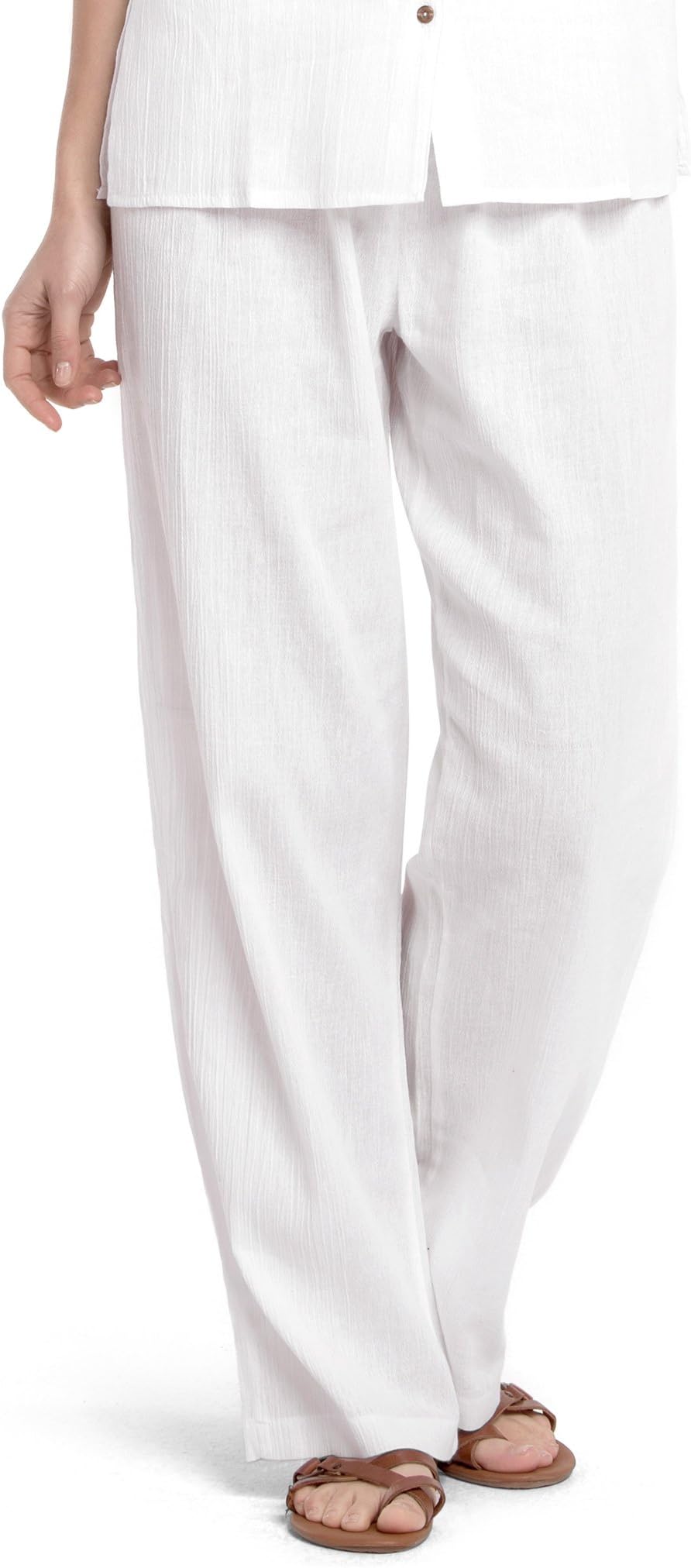 White by Nature Women's Gauze Cotton Beach Pants XXL
