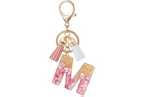 ANHBKAR Initial Letter Keychain Cute Resin with 2 PU Tassel, Letter Keychain for Backpack Charms, Initial Keychains for Women