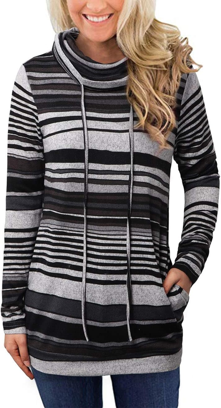 striped cowl neck sweatshirt