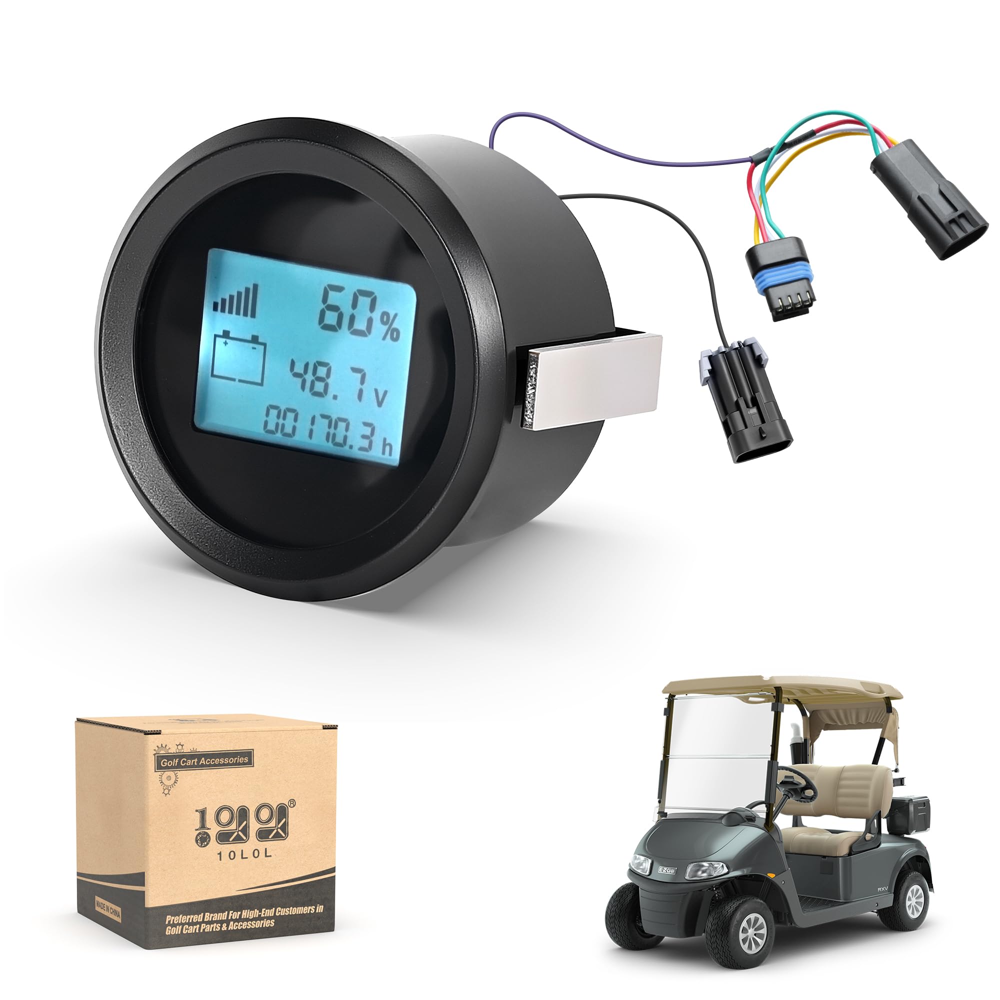 Photo 1 of 10L0L Golf Cart Battery Monitor Meter for EZGO RXV 2008-up Electric, LED Battery Capacity and Voltage Indicator Meter Only Fit Lead-Acid Batterys Level Indicator Monitor Gauge, OEM# 612314
