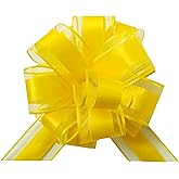 jefyghe 6 PCS Large Pull Bows 6 Inch Yellow Bows for Gift Wrapping Wedding Basket Christmas Birthday Party Valentine's Day Gift Boxes and Flower Decorations