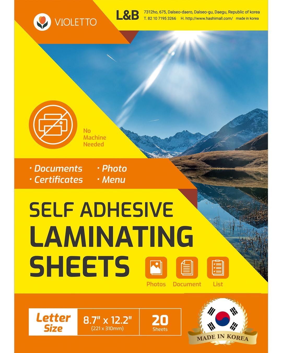 Photo 1 of [VIOLETTO] 20 Sheets - Self Adhesive Laminating Sheets for Ultimate Protection. No Machines Needed, 4 Mil Thickness, 8.5 x 11 Inches. Effortless, Durable & Perfect for Documents & Photos.