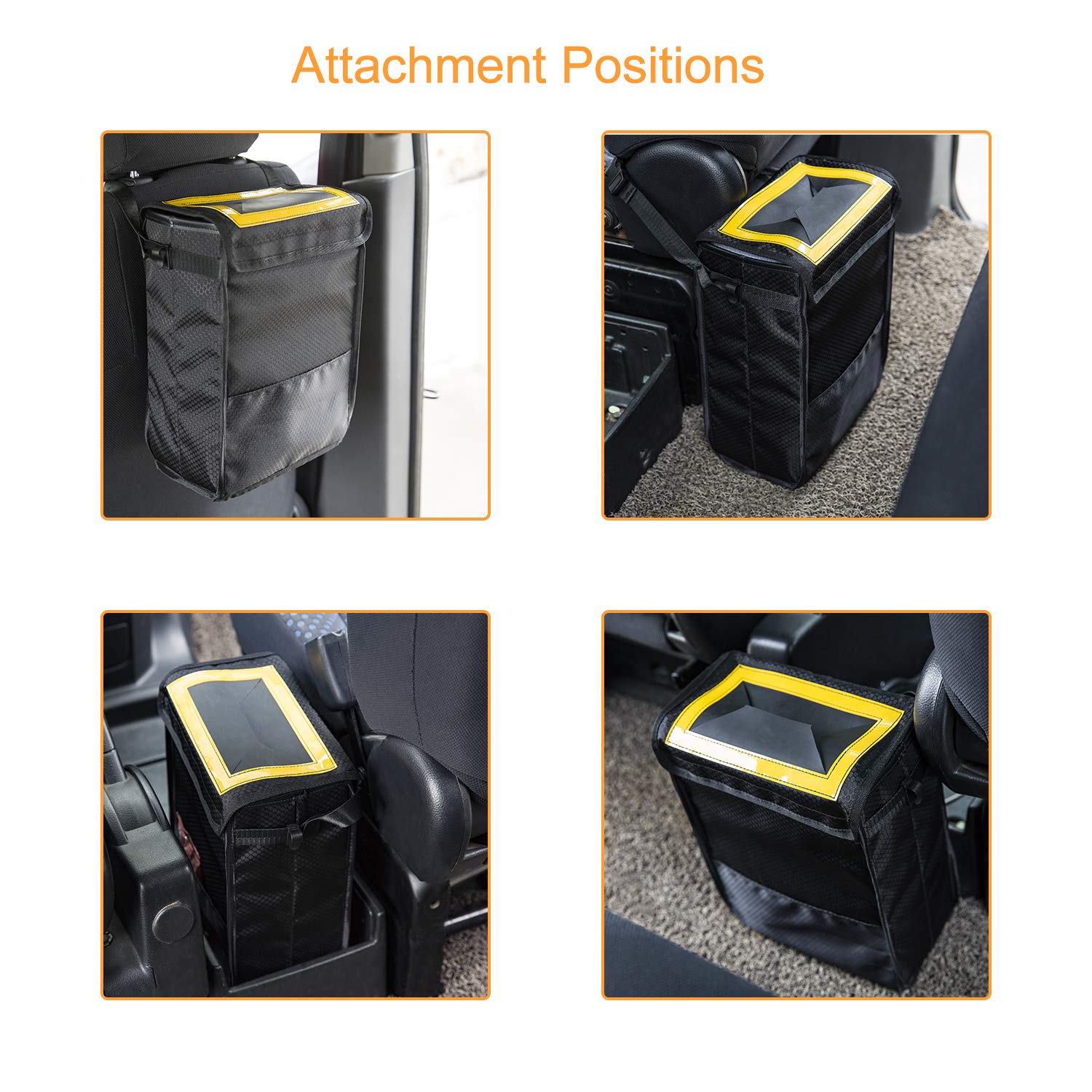 Sumworld Car Trash Can Hanging Automobile Garbage Bag with Lid and Storage Pockets Automotive Litter Container for Vehicle Car Seat Organizer