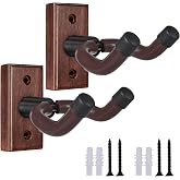 Sound harbor Guitar Wall Mount 2 Pack Wood Guitar Hanger for Safe Storage and Display Sturdy Wall Hanger for Acoustic Electric Guitar Bass Banjo Mandolin