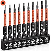 DYRECELVE 10-Pack Triangle Screwdriver, 2.56-In Magnetic Triangle Bit Set | Triangle Screwdriver Bits, S2 Steel, 1/4 Hex Shank, Sizes: TA12, TA14, TA16, TA18, TA20, TA23, TA25, TA27 (x2), TA30