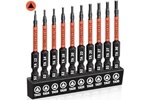 DYRECELVE 10-Pack Triangle Screwdriver Set - Premium S2 Steel Triangle Bit Set (2.56" Long Magnetic Head) 1/4 Hex-Shank, Sizes: TA12, TA14, TA16, TA18, TA20, TA23, TA25, TA27 (x2), TA30, Professional & DIY Use