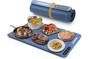 Food Warming Mat - Electric Warming Tray - Heating Mats for Food, 6 Temperature & Timer Settings, Portable Fast Even Heating 