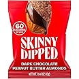 SkinnyDipped Dark Chocolate Peanut Butter Almonds, Healthy Snack, Plant Protein, Gluten Free, 0.46 oz Mini Bags, Pack of 24