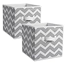 DII Fabric Storage Bins for Nursery, Offices, Home Organization, Containers Are Made To Fit Standard Cube Organizers (11x11x11) Chevron Gray - Set of 2