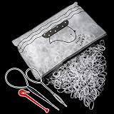 Sularpek 1000 Pcs Clear Elastic Hair Bands with 2 Hair Tools & Remover