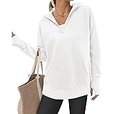 BTFBM Sweaters for Women Fall Clothes 2026 Pocket Quarter Zip Pullover V Neck Long Sleeve Knit Trendy Winter Sweater