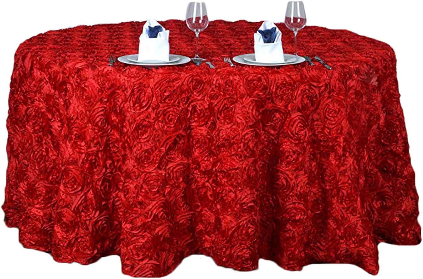 Liveinu 3D Satin Raised Rosettes Tablecloth Party Table