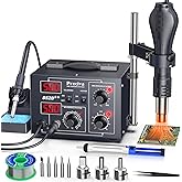 Preciva 852D++ 2-in-1 Hot Air Rework Soldering Iron Station Kit, Adjustable Hot Air Gun Holder for Electronics Repairing Deso
