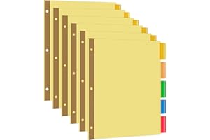 �鶹�� Basics 3 Ring Binder Dividers With 5 Tabs, Paper Binder Dividers, Insertable Multicolor Plastic Tabs, Pack of 6 Sets (