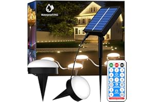 ECOESPTI Outdoor In-Ground Lights, 15 Pack Flat Solar Lights Outdoor Waterproof, 30FT Solar Disk Landscape Lights for Garden Pathway Wall Steps Decks Yard Lawn Walkway, Warm White