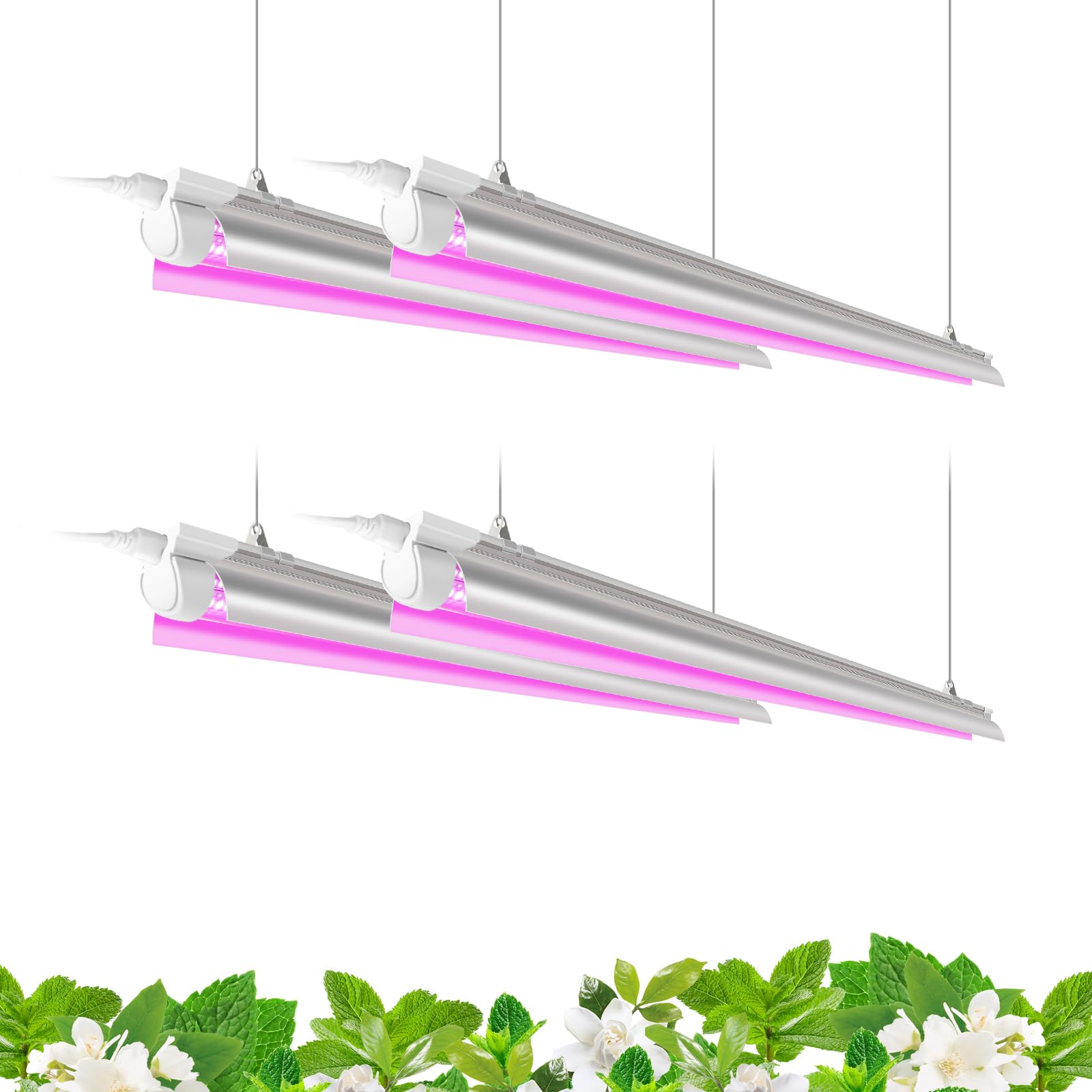 Barrina LED Grow Light 4FT, 168W(4 x 42W), Full Spectrum Plant Light, V-Shape with Reflector, Grow Lamp Strip, Plant Lights for Indoor Plants, 4-Pack Image