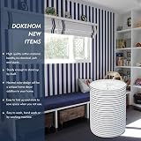 DOKEHOM 20-Inch Freestanding Laundry Basket with Lid Blue Stripe Large view 2