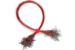 Piscorush 25pcs 20inch Fishing Wire Leaders Extra Length Nylon-Coated Fishing Line Trace Lure Leaders with Swivels and Snaps Stainless Steel Fishing Tackle Leaders Tackle