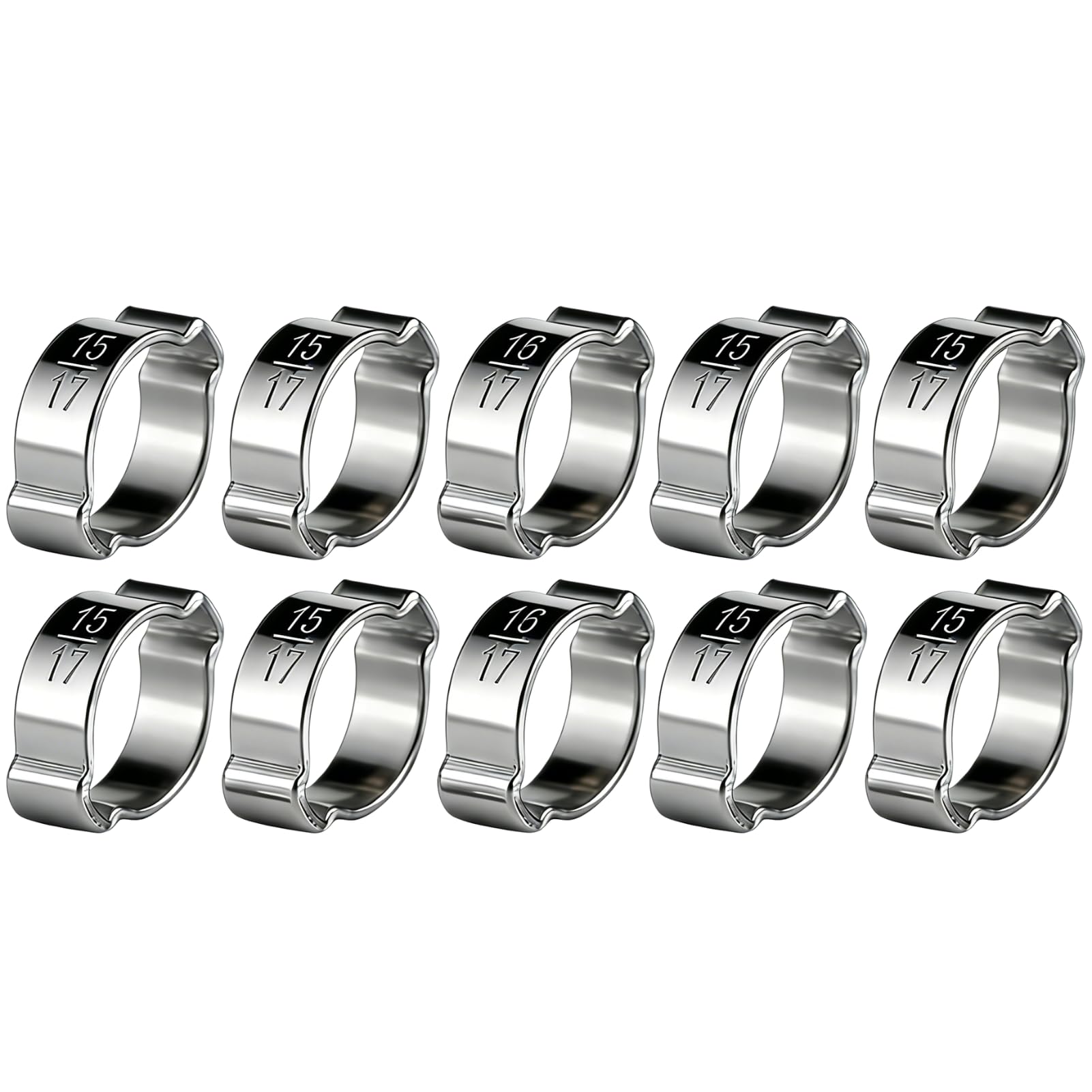 Ouitble Hose Clamp10pcs Zinc Plated 5-23mm Stainless Steel Two-Ear Hose Clamp for 17-20MM Fule Petrol Pipe Tube
