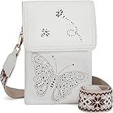 KITEVIUN Leather Small Crossbody Bags for Women Trendy Cell Phone Bag Wallet Purses Butterfly Design