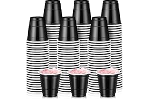 Layhit 200 Pack 2oz Shot Cups Plastic Shot Glasses Mini Disposable Cups for Wedding Thanksgiving Halloween Christmas Party Supplies Beer Drinking Serving Snacks Samples Tastings(Black)