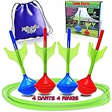 NOMNOM TOYS, Glow in The Dark Lawn Darts Game Set. Fun Outdoor Game for Family & Kids. 4 Target Rings, 4 Soft Tip Lawn Darts,