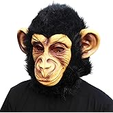 CreepyParty Monkey Mask - Animal Halloween Costume for Parties, Cosplay, Photo Booth Props, and Pranks - Funny Gag Gift for Adults