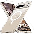 ottpluscase for Google Pixel 8 Pro Case Compatible with 𝐌𝐚𝐠𝐒𝐚𝐟𝐞 with Tempered Glass Screen Protector, Magnetic Shockproof Hard PC Back with Soft TPU Cover Phone Case, 6.7 inch, Crystal Clear