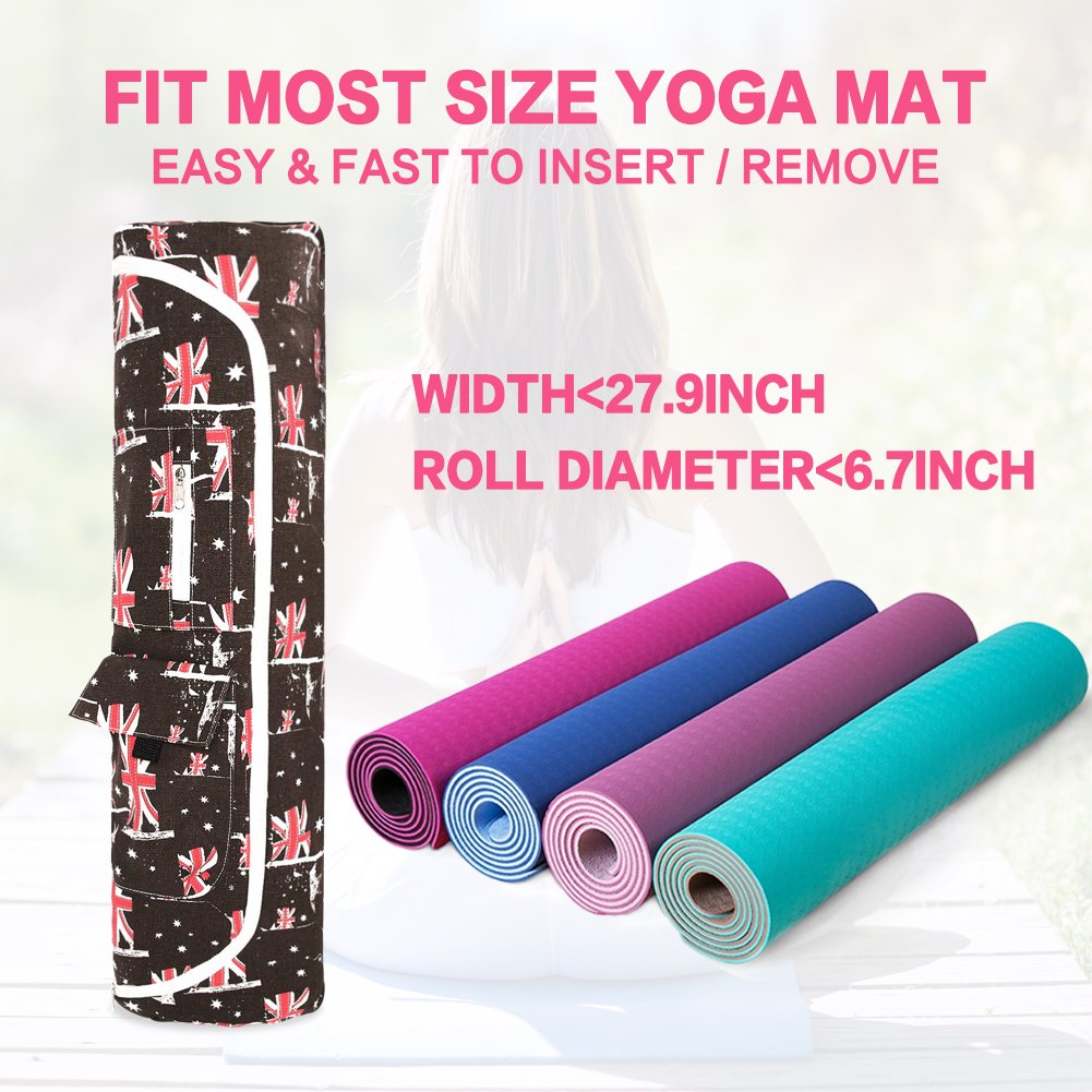 TUONROAD Yoga Mat with Bag British Flag Printing for Womens Sling Bag Thick Yoga Mat Tote Bag with Full Zipper and Pocket
