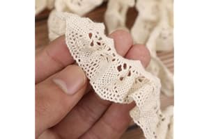 ZNZAKKA Beige Elastic Lace Trim- Frilly Trim for Socks-Delicate Stretch Lace Ribbon for Craft-Scallop Edge Crocheted Lace DIY Craft Ribbon (5Yards)